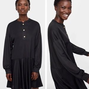 Zara black long sleeve shirt dress
